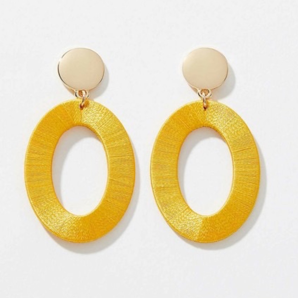 Ann Taylor Loft Thread Wrapped Ring Dropped Golden Yellow Earrings